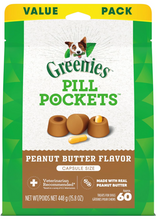 Load image into Gallery viewer, GREENIES PILL POCKETS for Dogs Capsule Size Natural Soft Dog Treats with Real Peanut Butter, 15.8 oz. Pack (60 Treats)