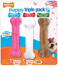 Load image into Gallery viewer, Nylabone Puppy Chew Toy &amp; Treat Triple Pack for Dogs
