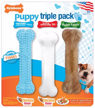Load image into Gallery viewer, Nylabone Puppy Chew Toy &amp; Treat Triple Pack for Dogs
