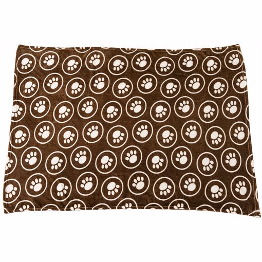 ETHICAL 30X40 IN. BLANKET WITH CIRCLES AND PAW DESIGNS - BROWN