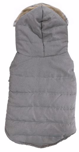 Fashion Pet Velvety Puffer Coat Gray Large