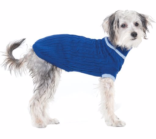 Fashion Pet Classic Cable Sweater Blue Extra Large