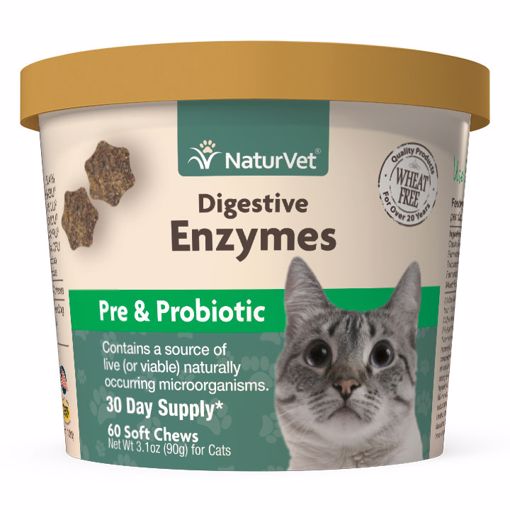 NATURVET DIGESTIVE ENZYMES PLUS PROBIOTIC - SOFT CHEW CUP -CAT