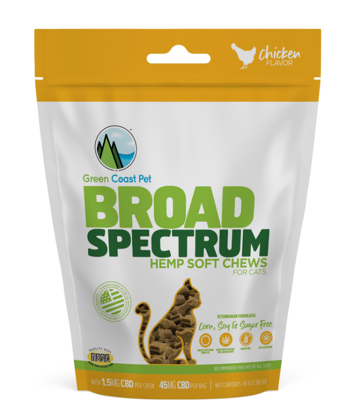 Green Coast Pet Broad Spectrum Hemp Soft Chew for Cats 45 mg