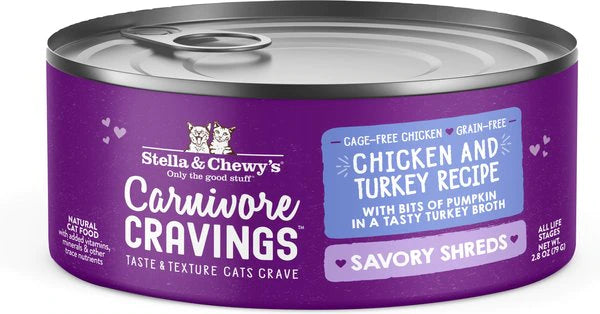 Stella & Chewy's Savory Shreds Chicken & Turkey Flavored Shredded Wet Cat Food