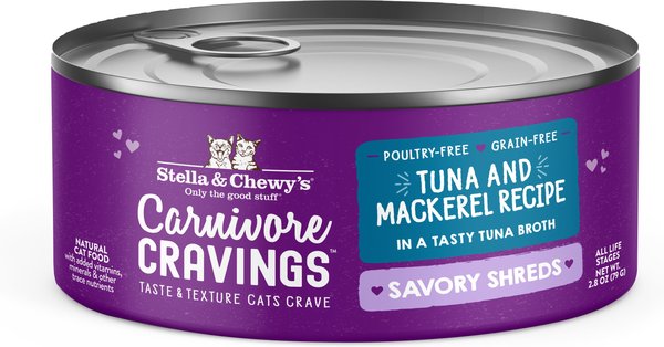 Stella & Chewy's Savory Shreds Tuna & Mackerel Flavored Shredded Wet Cat Food