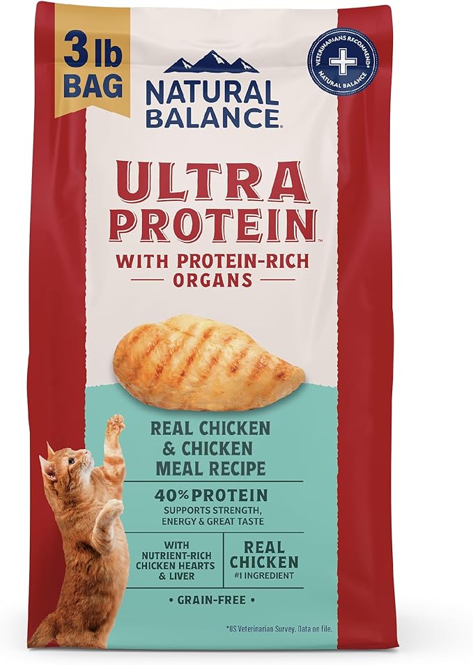 Natural Balance Ultra Protein Dry Cat Food, Real Chicken & Chicken Meal Recipe 3lb