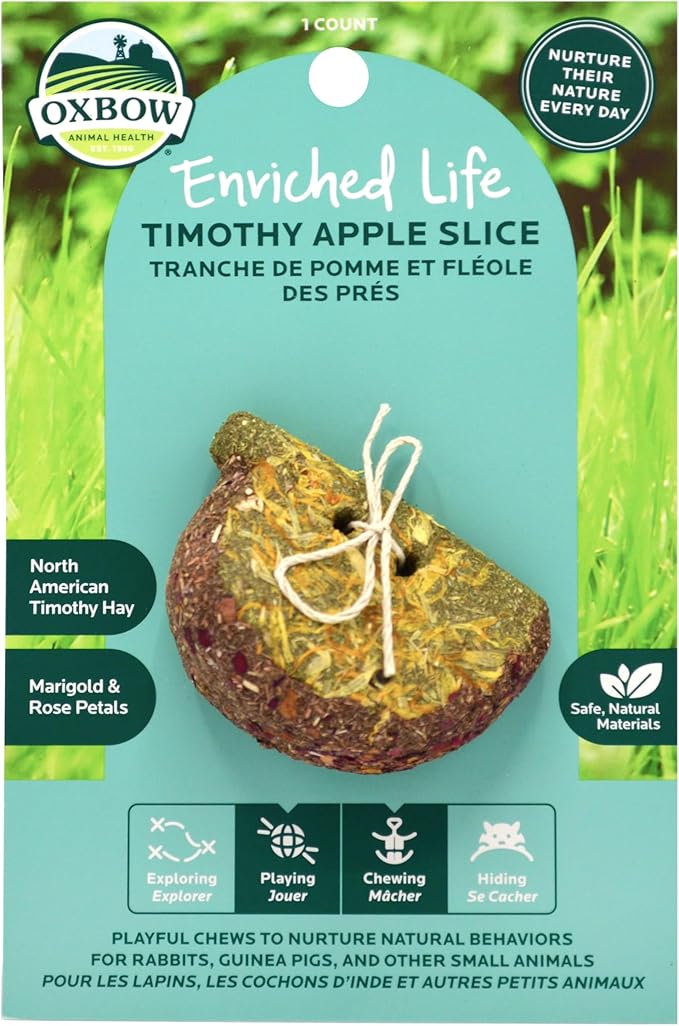 Oxbow Enriched Life Timothy Apple Slice, Playful Chew for Small Animals