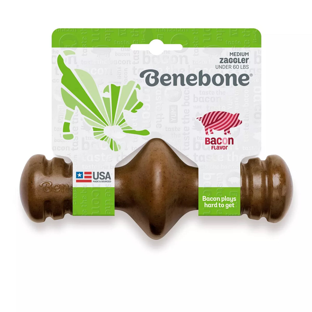 Benebone Zaggler Bacon Dog Toy - M