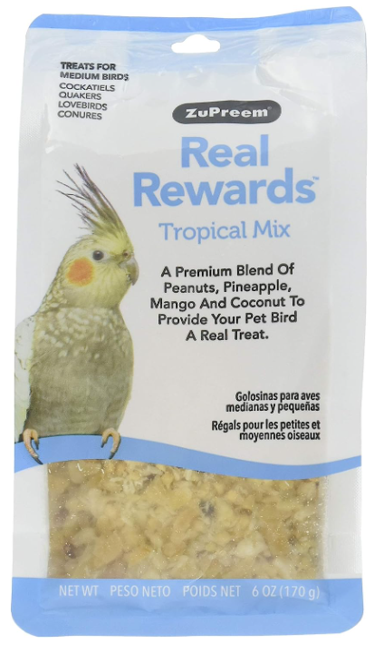 ZuPreem Real Rewards Tropical Mix Medium Bird Treats, 6 oz