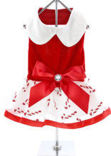 Load image into Gallery viewer, Holiday Dog Harness Dress - Candy Canes
