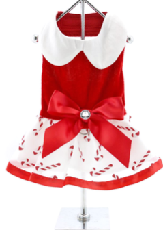 Holiday Dog Harness Dress - Candy Canes