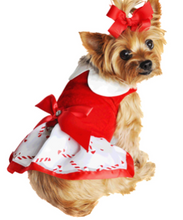 Load image into Gallery viewer, Holiday Dog Harness Dress - Candy Canes
