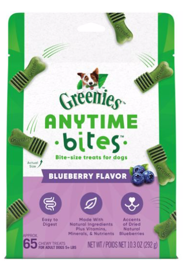 10.34 OZ. GREENIES ANYTIME BITES - BLUEBERRY