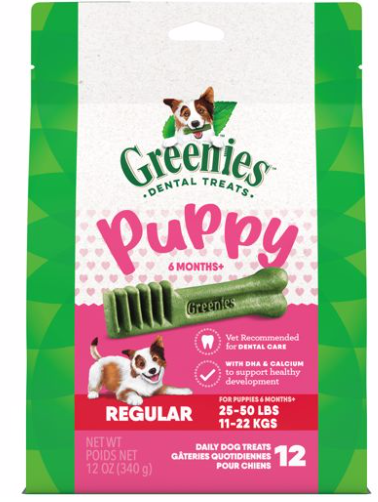 12 OZ. PUPPY REGULAR GREENIES TREAT-PAK