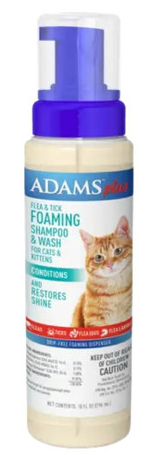 ADAMS PLUS FLEA AND TICK FOAMING SHAMPOO WITH OATMEAL AND COCONUT FOR CATS AND KITTENS 10 OZ
