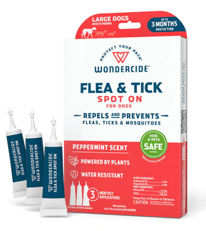 WONDERCIDE FLEA & TICK SPOT ON | LARGE DOG PEPPERMINT SCENT 3 PK