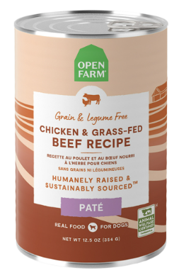 Open Farm Chicken & Grass-Fed Beef Recipe Pate Canned Dog Food