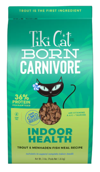 Tiki Cat Born Carnivore Indoor Health NON-GMO Trout and Menhaden Fish Meal Recipe 3lb