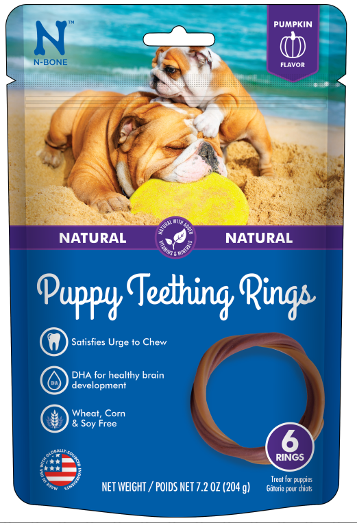 N-BONE Puppy Teething Ring Pumpkin Flavor 6pk