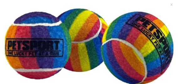 PetSport Tuff Balls Rainbow Squeak Rainbow, 2.5 inch, 3 pack