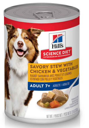 Hill's Science Diet Adult 7+ Chicken & Vegetables Savory Stew Canned Dog Food, 12.8 Oz.