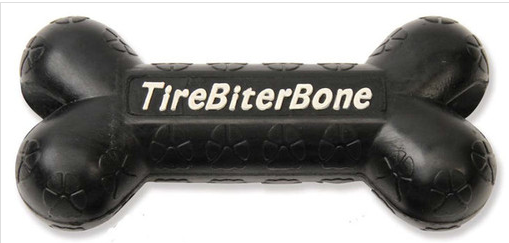 Mammoth Pet Products Tirebiter Bone With Treat Station Dog Toy Black Large, 7.25 In