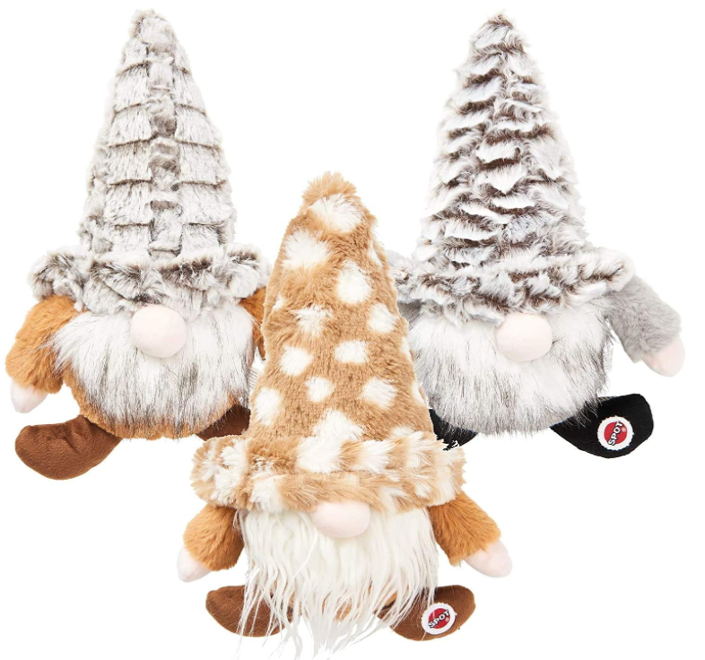 SPOT Ethical Products Woodsy Gnome Plush Dog Toys, 12 Inch, Assorted Colors, with Squeakers