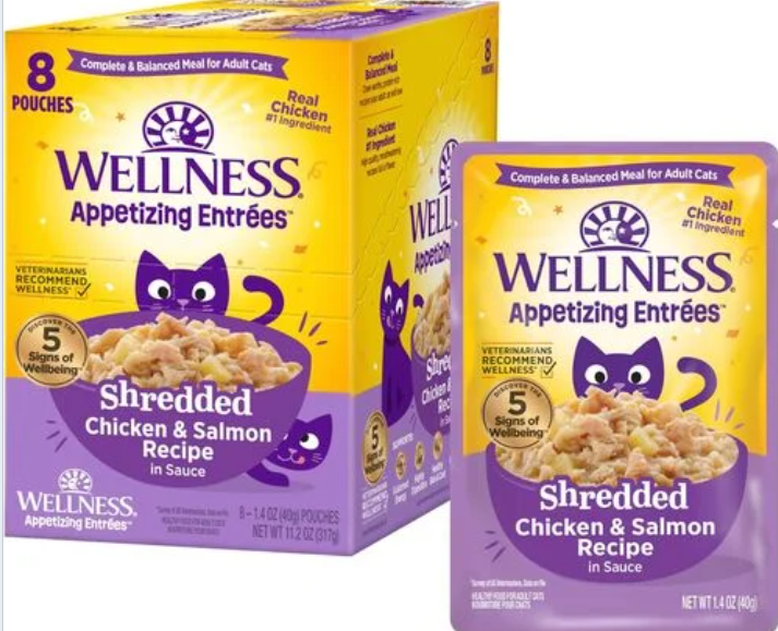 Wellness Appetizing Entrees Chicken & Salmon Natural Grain-Free Shredded Wet Cat Food - 1.4 oz