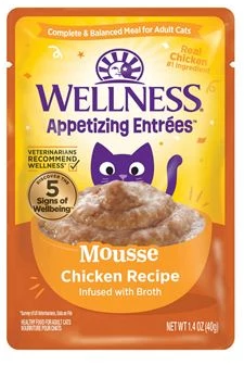 Wellness Appetizing Entrées™ Mousse Chicken Recipe Infused with Broth Natural Wet Cat Food, 1.4 Ounce Pouch