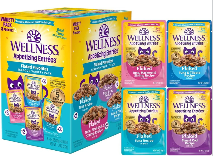 Wellness Appetizing Entrees Flaked Favorites Seafood Variety Pack Wet Cat Food - 1.4 oz 8-Pack