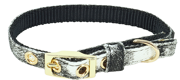 Li'l Pals Dog Collar MrblCnvsOvrly Black Pt Sm 3/8x8-10