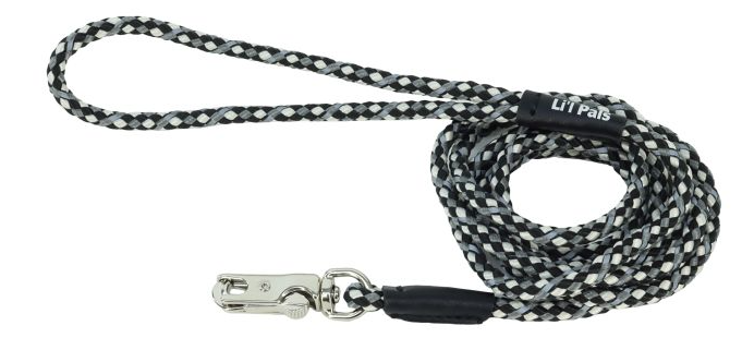 Li'l Pals® Reflective Tri-Color Rope Dog Leash, Black and Grey, Small Dog 1pc 1/4