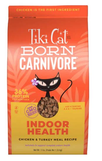 Tiki Cat Born Carnivore Indoor Health NON-GMO Chicken and Turkey Meal Recipe 3lb