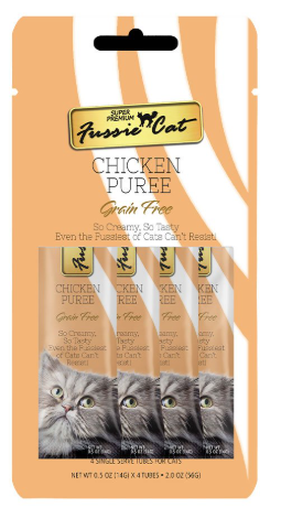 Fussie Cat® Super Premium Grain Free Chicken Puree Cat Food, 4 x 0.5 Oz