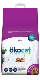 Okocat Low Tracking, Less Mess Clumping Wood Cat Litter, 21.5 Pounds