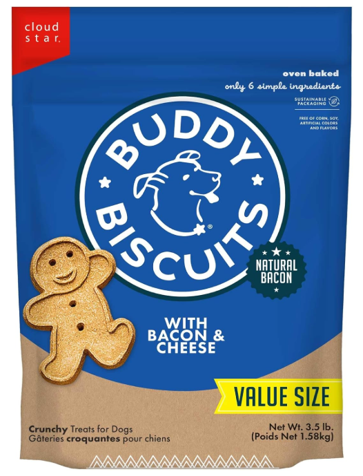 Buddy Biscuits 3.5 lbs. Bag of Crunchy Dog Treats Made with Bacon & Cheese