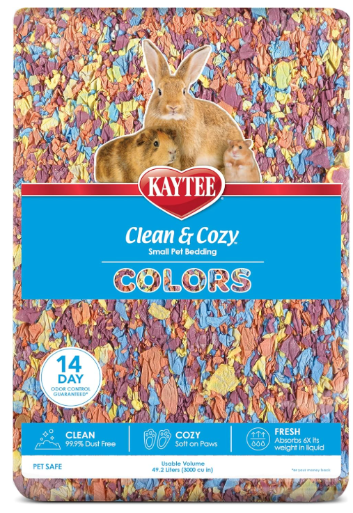 Kaytee Clean & Cozy Colors, Small Animal Bedding with Extreme Odor Control, Kaleidoscope, 49.2 Liters