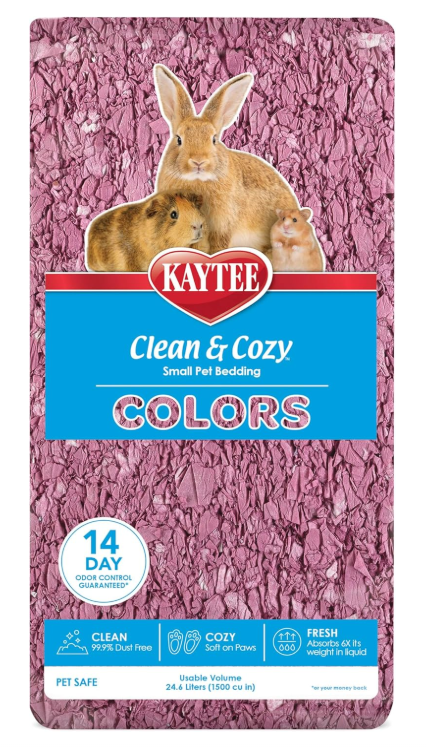 Kaytee Clean & Cozy Colors, Small Animal Bedding with Extreme Odor Control, Plum, 24.6 Liters
