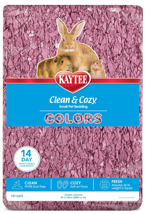 Kaytee Clean & Cozy Colors, Small Animal Bedding with Extreme Odor Control, Plum, 49.2 Liters