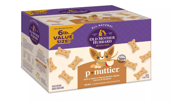 Old Mother Hubbard by Wellness Classic Crunchy P-Nuttier Biscuits Mini Oven Baked with Carrot, Apple and Chicken Flavor Dog Treats