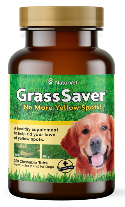 NaturVet GrassSaver Dog Supplement – Helps Neutralizes Urine to Eliminate Yellow Lawn Spots – Includes B-Complex Vitamins, Amino Acids – Tasty Soft Chew Supplements for Dogs – 250 Ct.