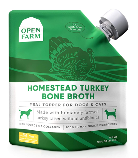 Open Farm Bone Broth, Food Topper for Both Dogs and Cats with Responsibly Sourced Meat and Superfoods Without Artificial Flavors or Preservatives, 12oz
