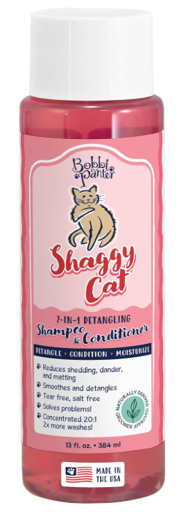 Nilodor 2-in-1 Deshadding Cat Shampoo and Conditioner - Reduces Shedding, Dander & Matting, Natural Ingredients, Tear-Free, pH-Balanced, Concentrated 20:1, Watermelon Scent, 13 oz.