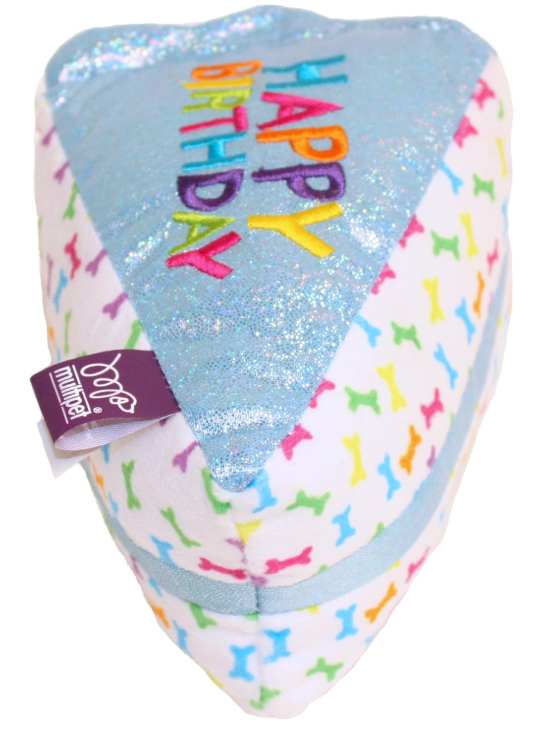 Multipet Birthday Cake Slice Dog Toy - Dog Birthday Toy w/Squeaker & Crinkles