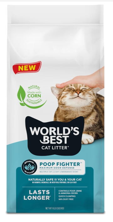 WORLD'S BEST CAT LITTER Poop Fighter Maximum Odor Defense, 8-Pounds - Natural Ingredients,