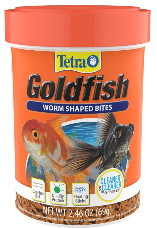 Tetra Goldfish Worm Shaped Bites Fish Food, 2.46 Oz., Complete Food for All Goldfish