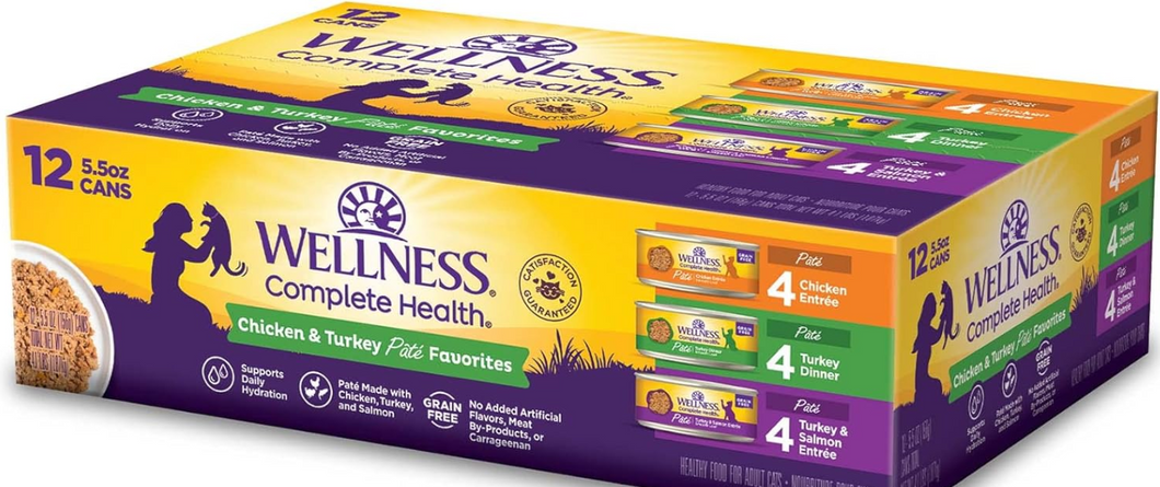 Wellness Complete Health Chicken & Turkey Pate Favorites Variety Pack, 5.5 Ounces Can (Pack of 12)