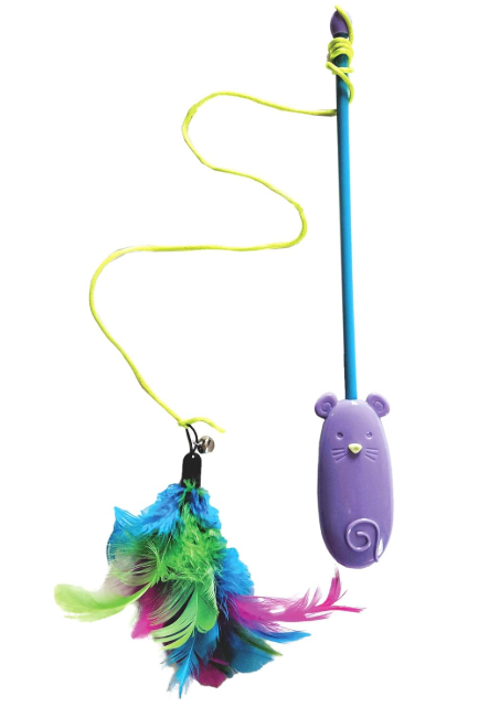 SPOT Dolphin Laser Wand - 2-in-1 Feather Teaser and Laser Pointer Cat Toy