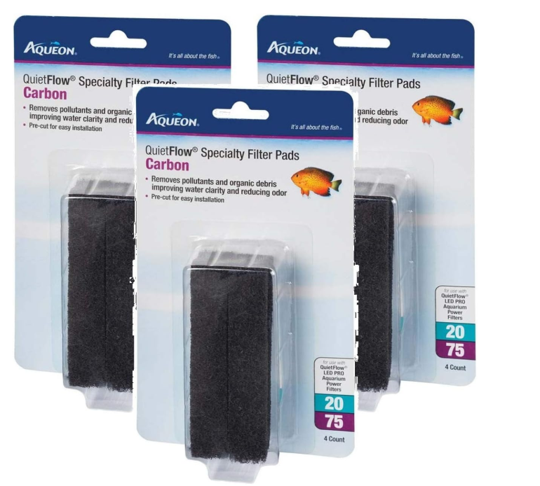 Aqueon (3 Pack) QuietFlow Carbon Specialty Filter Pads, Size 20/75